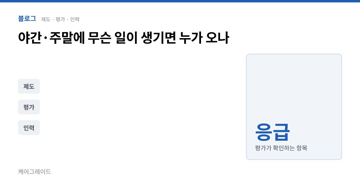 야간·주말에 무슨 일이 생기면 누가 오나. 응급 — 평가가 확인하는 항목