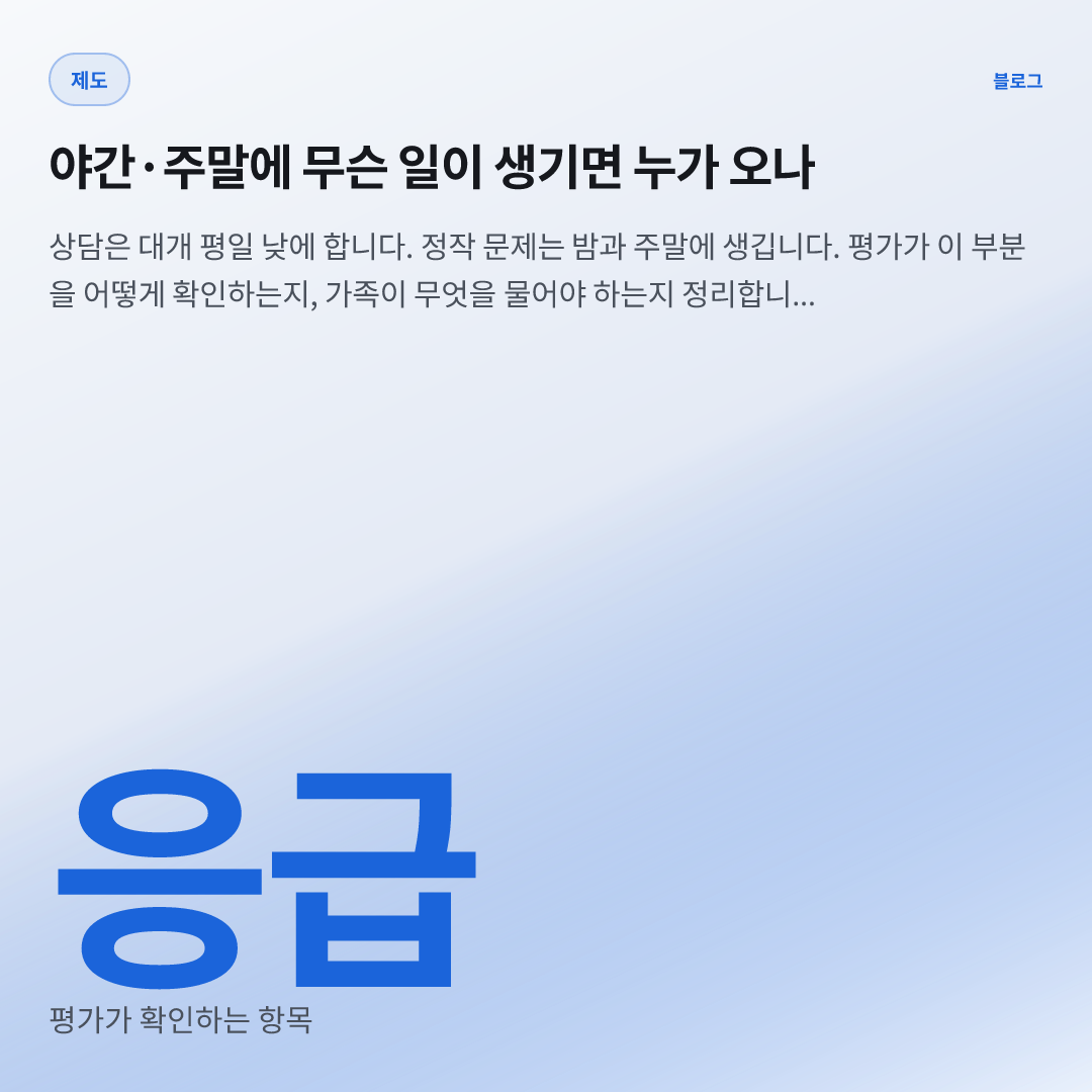 응급 — 평가가 확인하는 항목